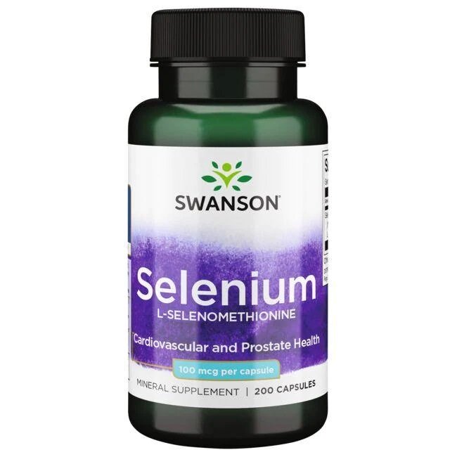 Swanson Selenium 100mcg as L-selenomethionine for Thyroid and Immune Support 200 Capsules