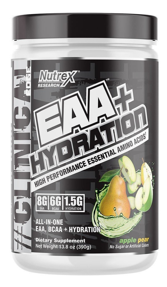 Nutrex EAA + Hydration EAA and BCAA Powder with Electrolytes for Muscle Recovery and Hydration Apple Pear 390g