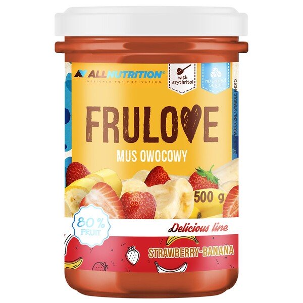 Allnutrition Frulove Mus Truskawka Banan Mus Owocowy Słodzony Erytrytolem 500g