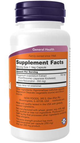 Now Foods Resveratrol Extra Strength 350mg Supports Cellular Health 60 Capsules