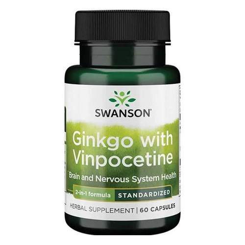 Swanson Ginkgo with Vinpocetine for Memory and Focus 60 Capsules
