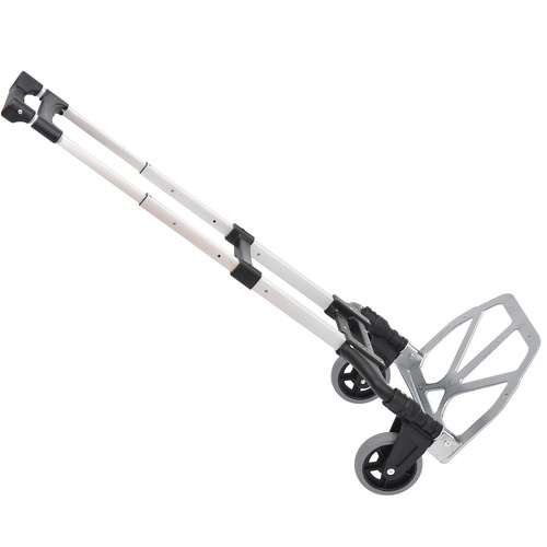 HOMCOM Aluminium Folding Hand Truck Trolley, Heavy Duty Foldable Sack Cart with Adjustable Telescoping Handle, 70KG Load Capacity