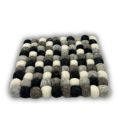 Felt Ball Square Coasters - Multi Grey colour (set of 4)