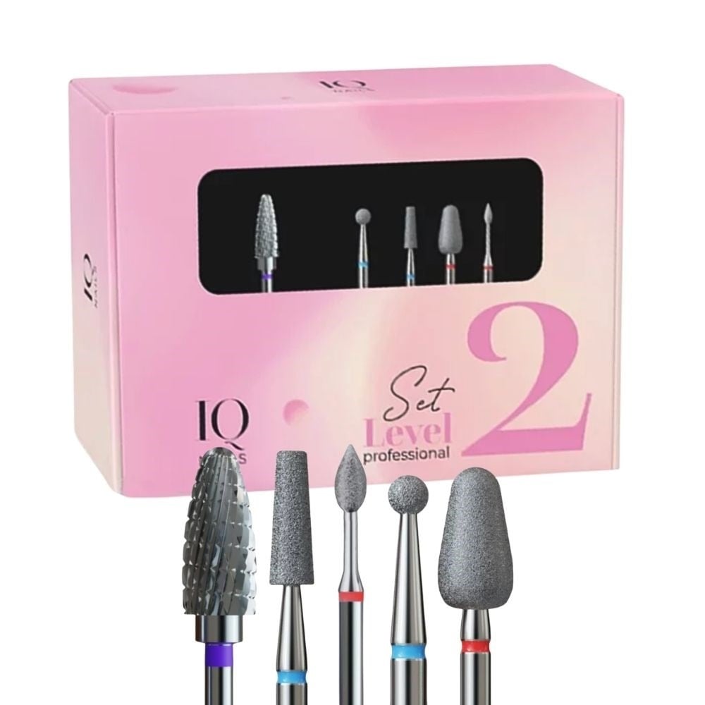 IQ Nails Level 2 Professional Nail Drill Bit Set for Stylists 5pcs