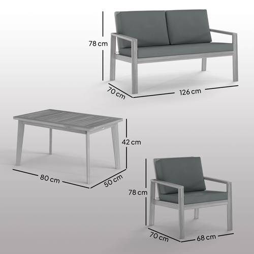 Outsunny 4-Piece Wooden Garden Furniture Set with Cushions - Light Grey