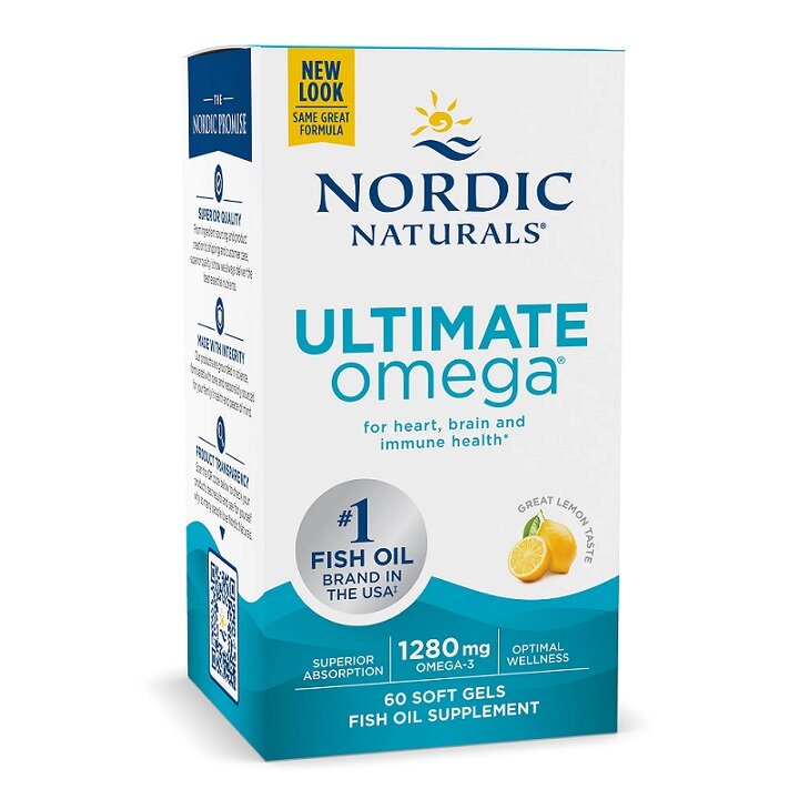 Nordic Naturals Ultimate Omega 1280mg Supports Immunity Brain and Heart Function Lemon Flavor 60 Softgels