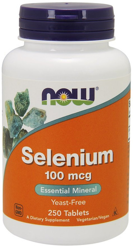 Now Foods Selenium 100mcg Selen Wspomaga Układ Odpornościowy Zdrowie Włosów Skóry i Paznokci 250 Tabletek