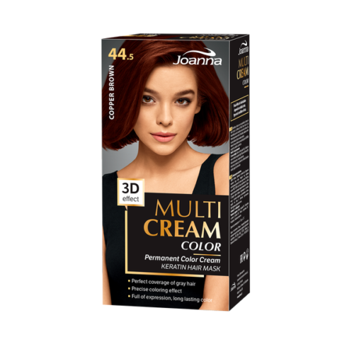 Joanna Multi Cream Trwały Intensywny Kolor Włosów Farba Pielęgnująca 44.5 Miedziany Brąz 60x40x20g