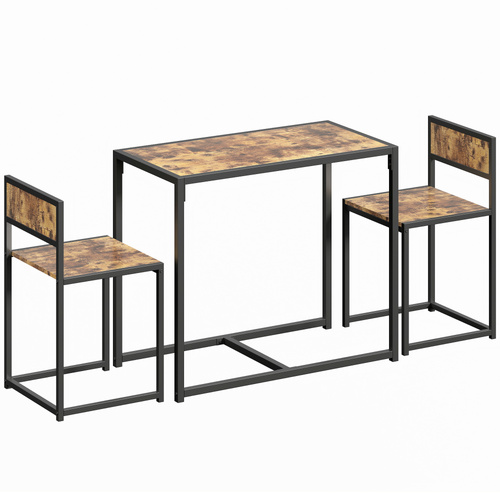 HOMCOM 3 Piece Table Stool Set - Rustic Brown