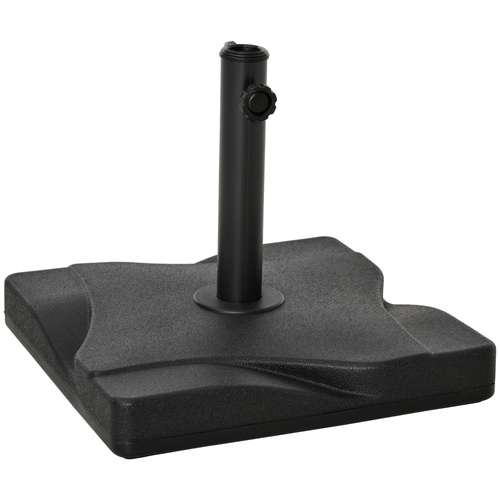 Outsunny 20kg Square Parasol Base Outdoor Garden Cement Umbrella Weight Stand Holder, Fits Φ32mm,Φ38mm,Φ48mm Pole - Black