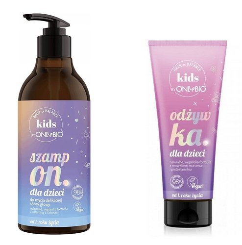 OnlyBio Kids Zestaw Szampon dla Dzieci od 1 Roku Życia 400ml+Odżywka  200ml
