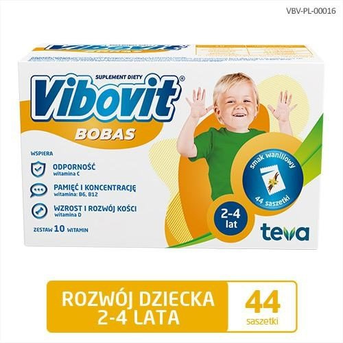 Vibovit Bobas o Smaku Waniliowy Wsparcie Rozwoju Dziecka 2-4 Lata 44 Saszetki