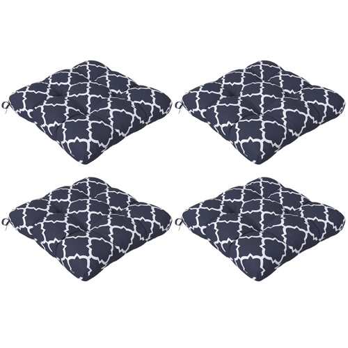 Outsunny 4-Piece Seat Cushion Pillows Replacement, Patio Chair Cushions Set with Ties for Indoor Outdoor, Blue