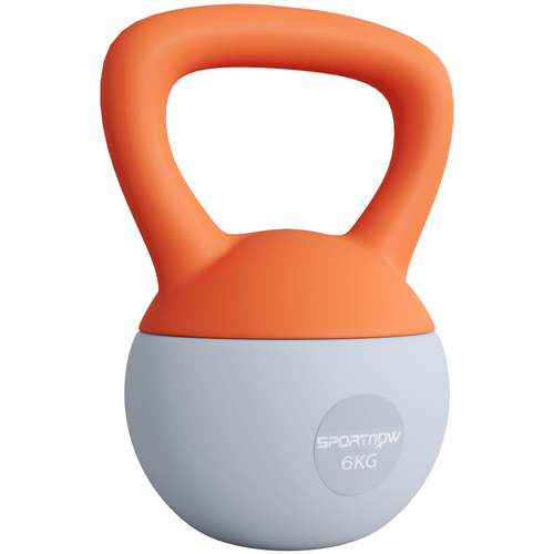 SPORTNOW 6KG Soft Kettlebell with Non-Slip Handle, for Home Gym, Weight Lifting, Strength Training, Orange/Grey