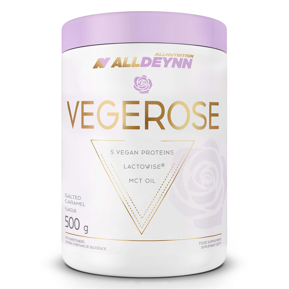 Allnutrition Alldeynn Vegerose Protein Diet Supplement Plant Proteins with Salted Carmel Flavour 500g