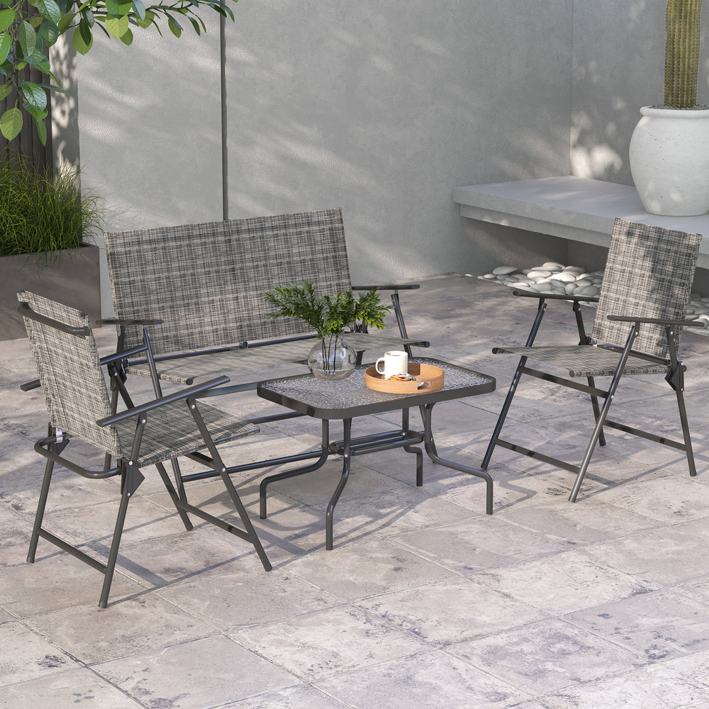 Outsunny Four-Piece Metal Garden Sofa Set - Mixed Grey