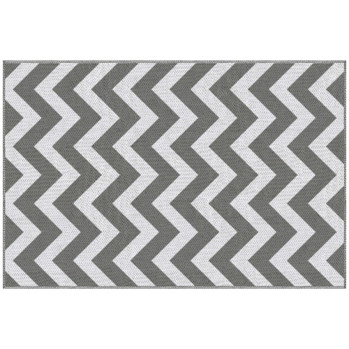 Outsunny 121 x 182 cm(4x6ft) Outdoor Rug Reversible Mat Plastic Straw Rug Portable RV Camping Mat for Garden Deck Picnic Indoor, Light Grey & White