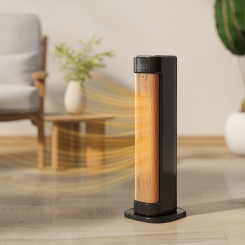 HOMCOM 2000W Ceramic Electric Heater with 3 Heat Settings, Timer - Black