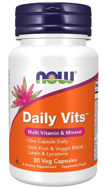 NOW Foods Daily Vits Multiwitamina na Co Dzień z Luteiną i Likopenem 30 Kapsułek