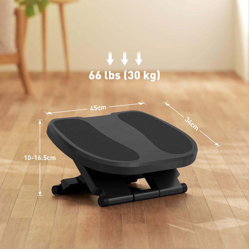 HOMCOM 0-30° Three-Height Under-Desk Support Footrest - Grey