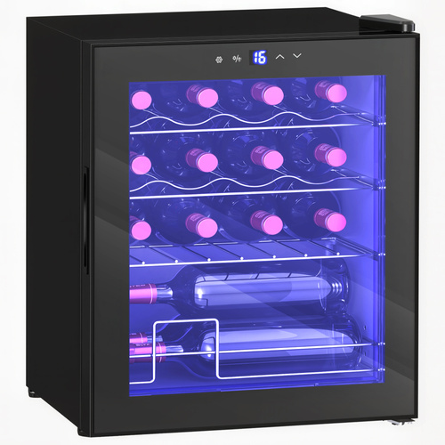 HOMCOM 42L 16-Bottle Wine Cooler Fridge - Black