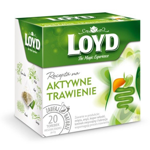 Loyd The Magic Experience Recepta na Aktywne Trawienie Herbata Ziołowa Mięta Anyż Koper Włoski Kminek i Lukrecja 20x2g