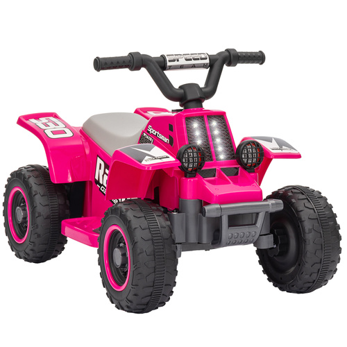 AIYAPLAY 6V Electric Quad Bike for Kids, Ride On ATV w/ Forward/Reverse, Headlights, for Ages 18-36 Months, Pink