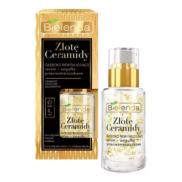 Bielenda Złote Ceramidy Głęboko Rewitalizujące Serum Ampułka Przeciwzmarszczkowa na Dzień i na Noc 15ml