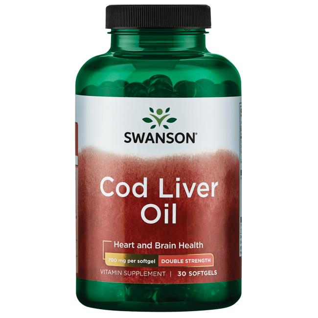 Swanson Cod Liver Oil 700mg Double-Strength Supporting Immunity and Bones 30 Softgels