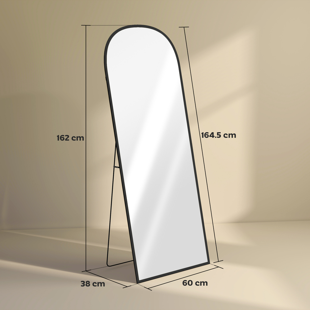 HOMCOM 165cm Aluminium Frame Standing Mirror - Black