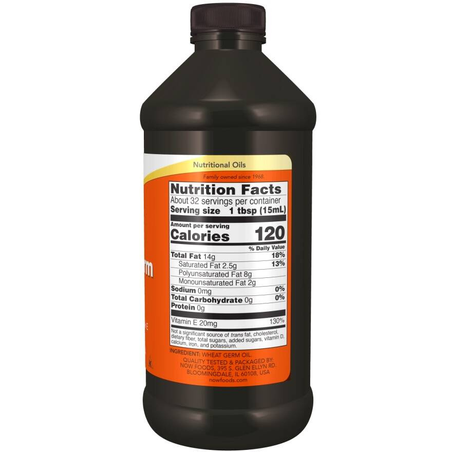 Now Foods Wheat Germ Oil Liquid Olej z Kiełków Pszenicy Wspiera Układ Nerwowy Łagodzi Stres 473ml
