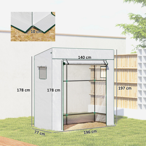 Outsunny PE Cover Walk-in Outdoor Greenhouse, White