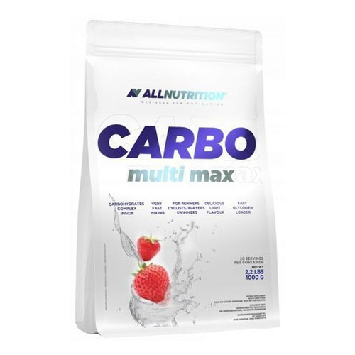 Allnutrition Carbo Multi Max Carbohydrate Supplement in Strawberry Flavour for Energy and Post-Workout Recovery 1000g