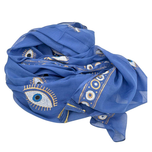 Nomad Sari Pareo – Rich Blue & Gold Evil Eye Print