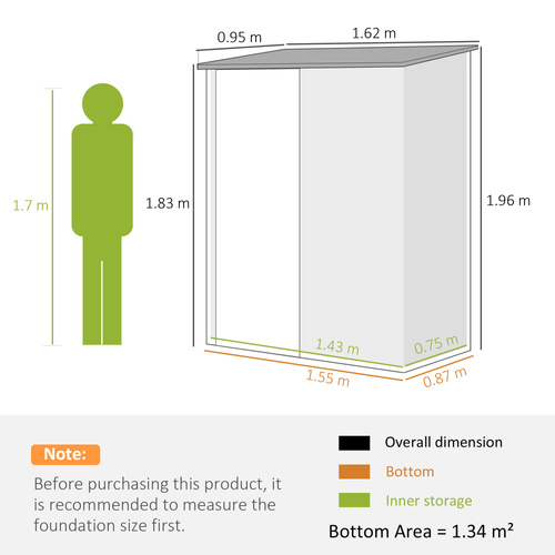 Outsunny 5.3 x 3.1ft Corrugated Steel Garden Shed - Green