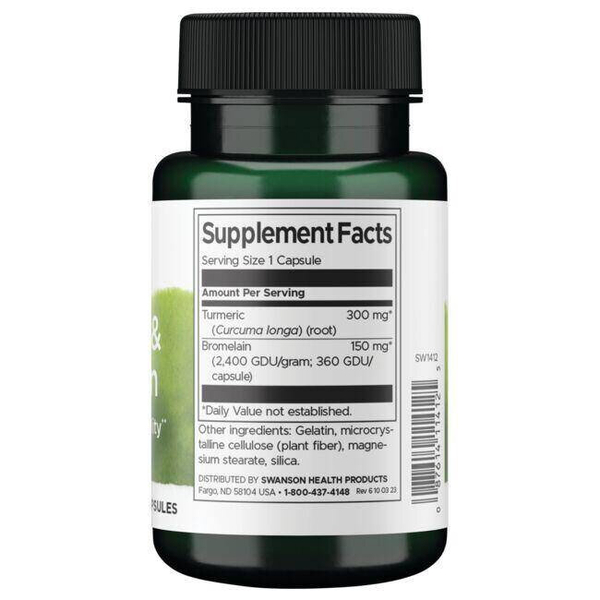 Swanson Kurkuma i Bromelaina na Wsparcie Stawów i Trawienia 60 Kapsułek