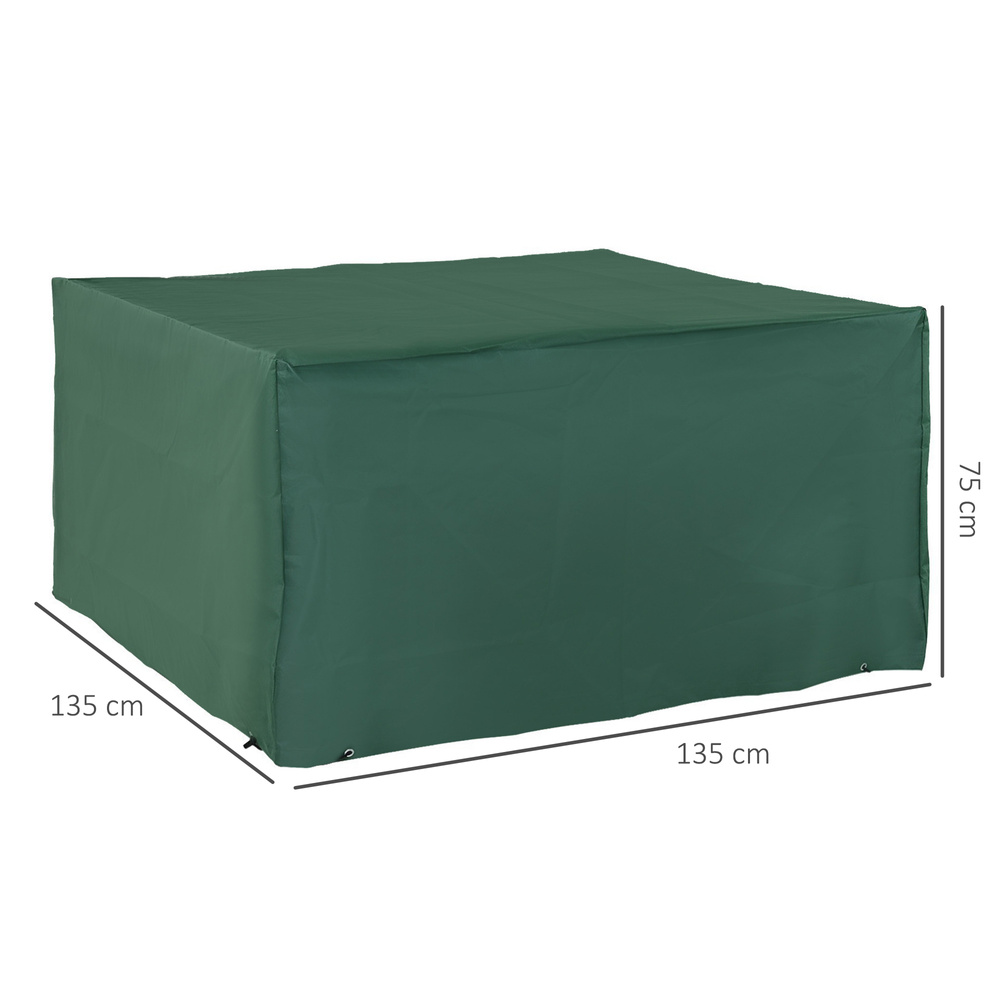 Outsunny Outdoor Garden Furniture Cover Waterproof, Anti-UV 600D Heavy Duty Oxford Fabric Patio Furniture Cover for Rectangular Sofa Table Set, Green, 135 x 135 x 75 cm