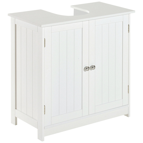 HOMCOM Under Sink Bathroom Storage Cabinet 2 Layers Vanity Unit Wooden - White