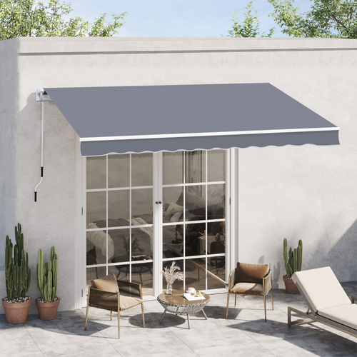 Outsunny Manual Retractable Awning, size (4m x3m)-Grey