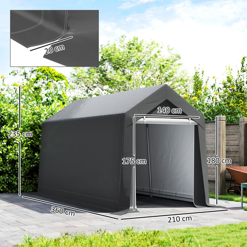 Outsunny 3.6 x 2.1m Portable Outdoor Shed, with Window - Dark Grey