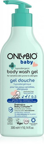 OnlyBio Baby Hypoallergenic Body Wash Gel for Babies from 1st Day of Life for Atopic and Allergic Skin 300ml Best Before 14.09.26