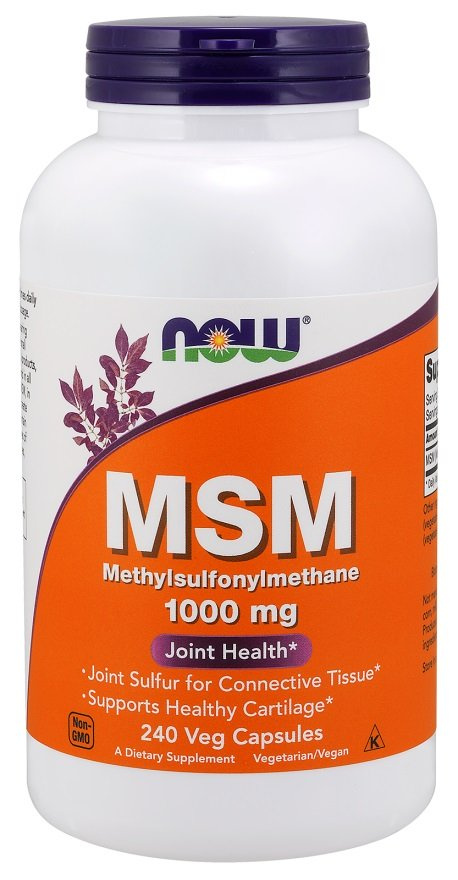 NOW Foods MSM 1000 mg Methylsulphonylmethane Naturalne Wsparcie dla Stawów Skóry i Włosów 240 Kapsułek