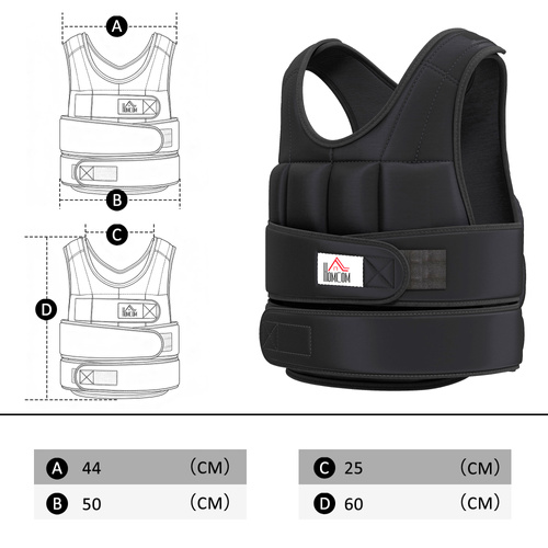 HOMCOM 20KG Adjustable Weight Vest, Black