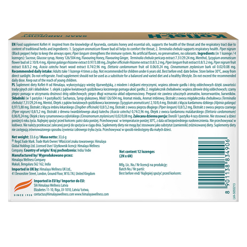 Himalaya Koflet-H Ginger Supports Respiratory Health 12 Lozenges