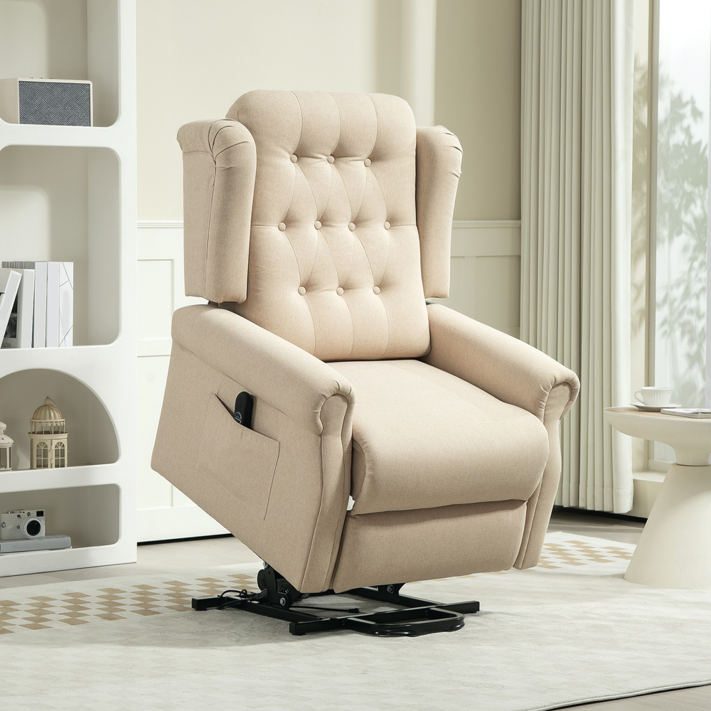 HOMCOM 45° Lifting Riser and Recliner Armchair - Beige