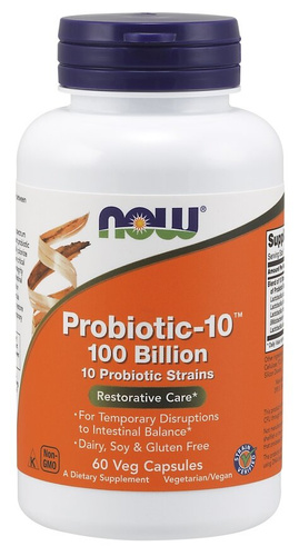Now Foods Probiotic-10 100 Billion Wsparcie dla Układu Pokarmowego  60 Kapsułek