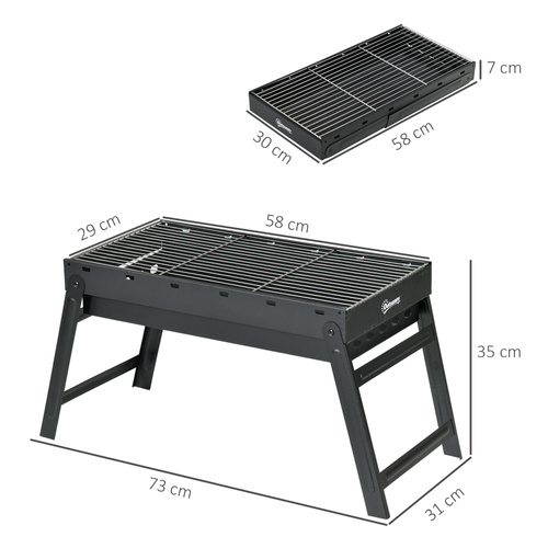 Outsunny Foldable Charcoal Grill - Black