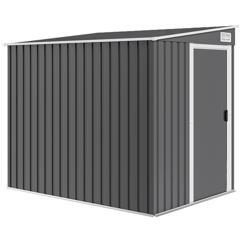Outsunny 7 x 5ft Galvanised Metal Shed, with Sliding Door - Dark Grey