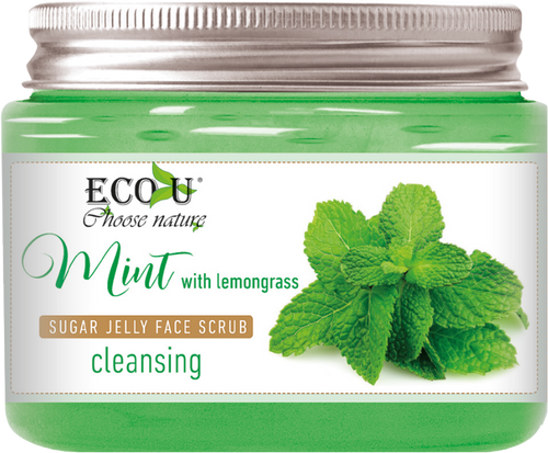 EcoU Mint Lemongrass Sugar Jelly Face Scrub Cleansing 140g Best Before 08.11.26