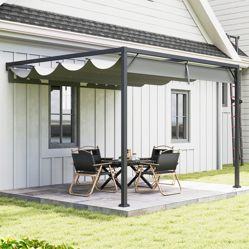Outsunny 3 x 3 m Pergola, with Sliding Canopy - Grey